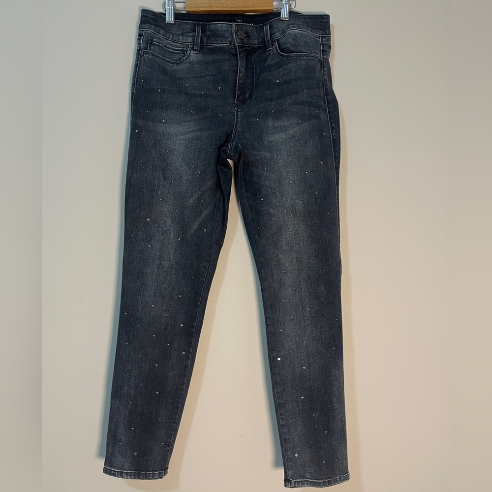 White House Black Market Womens Jeans Sz 6 Black The Skinny Ankle Studded Denim